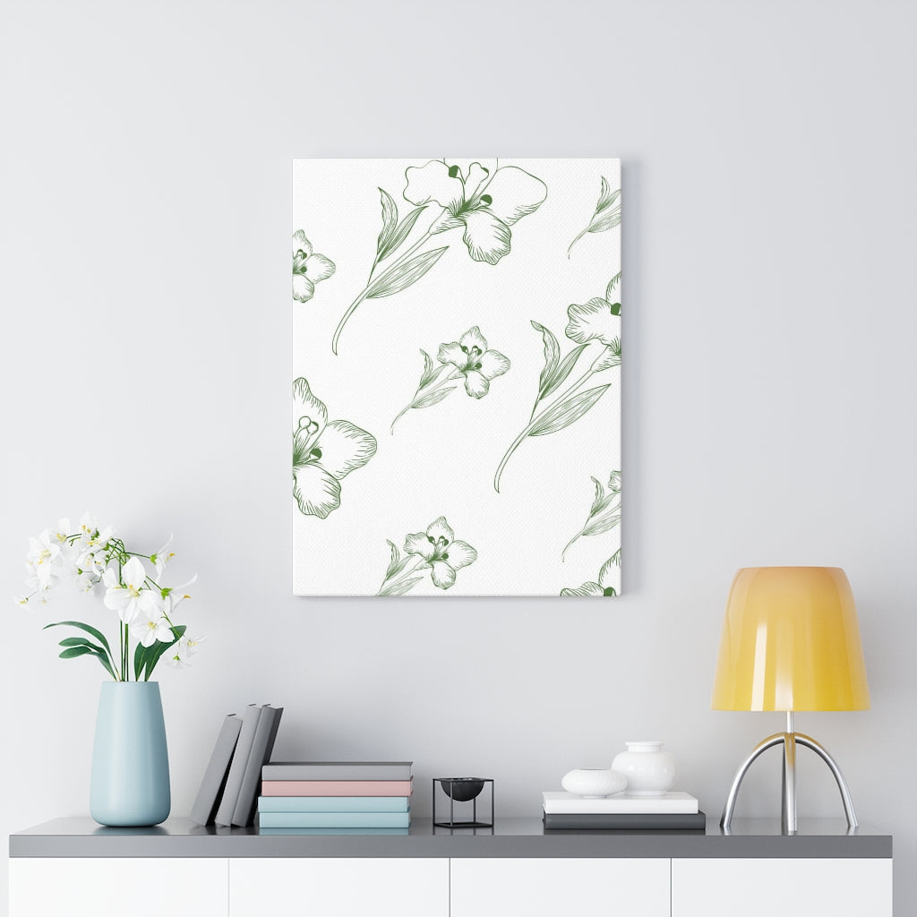 FLORAL WALL CANVAS ART | White Green