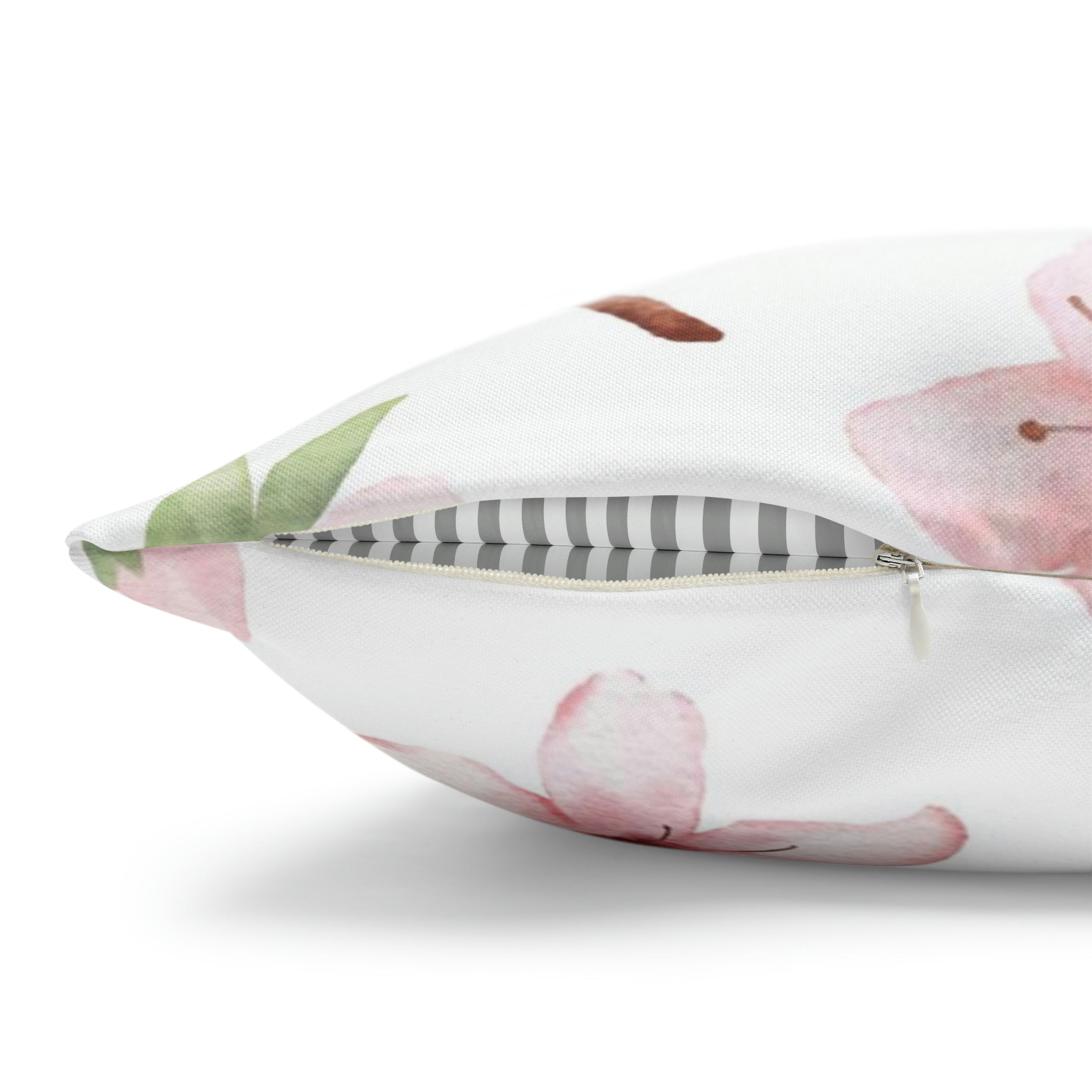 Floral Boho Pillow Cover | Pink Green Sakura Watercolor