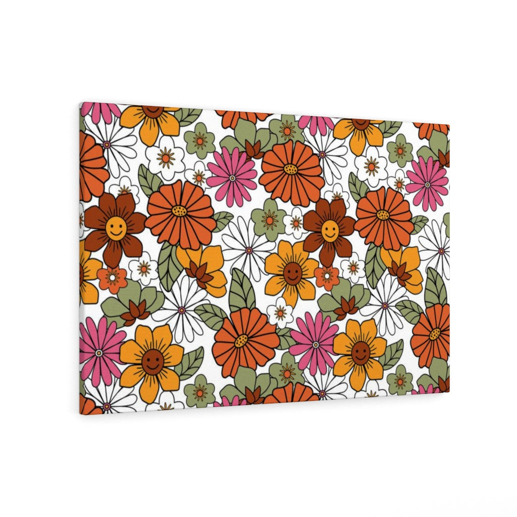 FLORAL WALL CANVAS ART | Orange Pink Yellow White