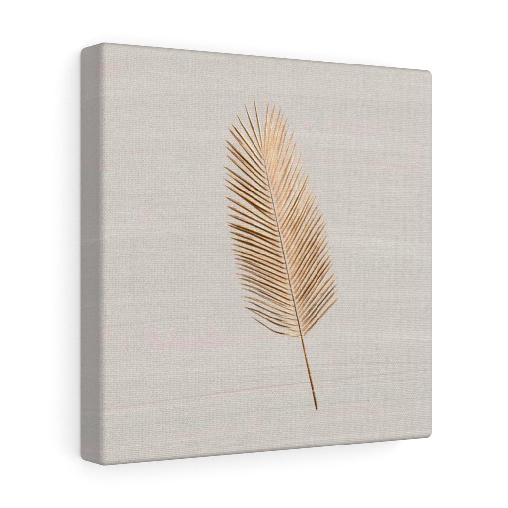 Modern Wall Canvas Art | Beige Gold Feather