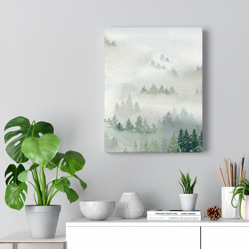 FLORAL CANVAS ART | White Green Ombre Forest
