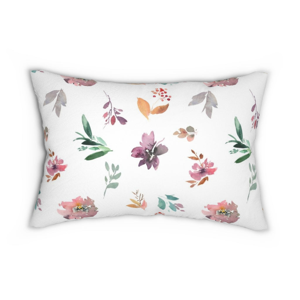 Floral Boho Lumbar Pillow | Purple Green Yellow