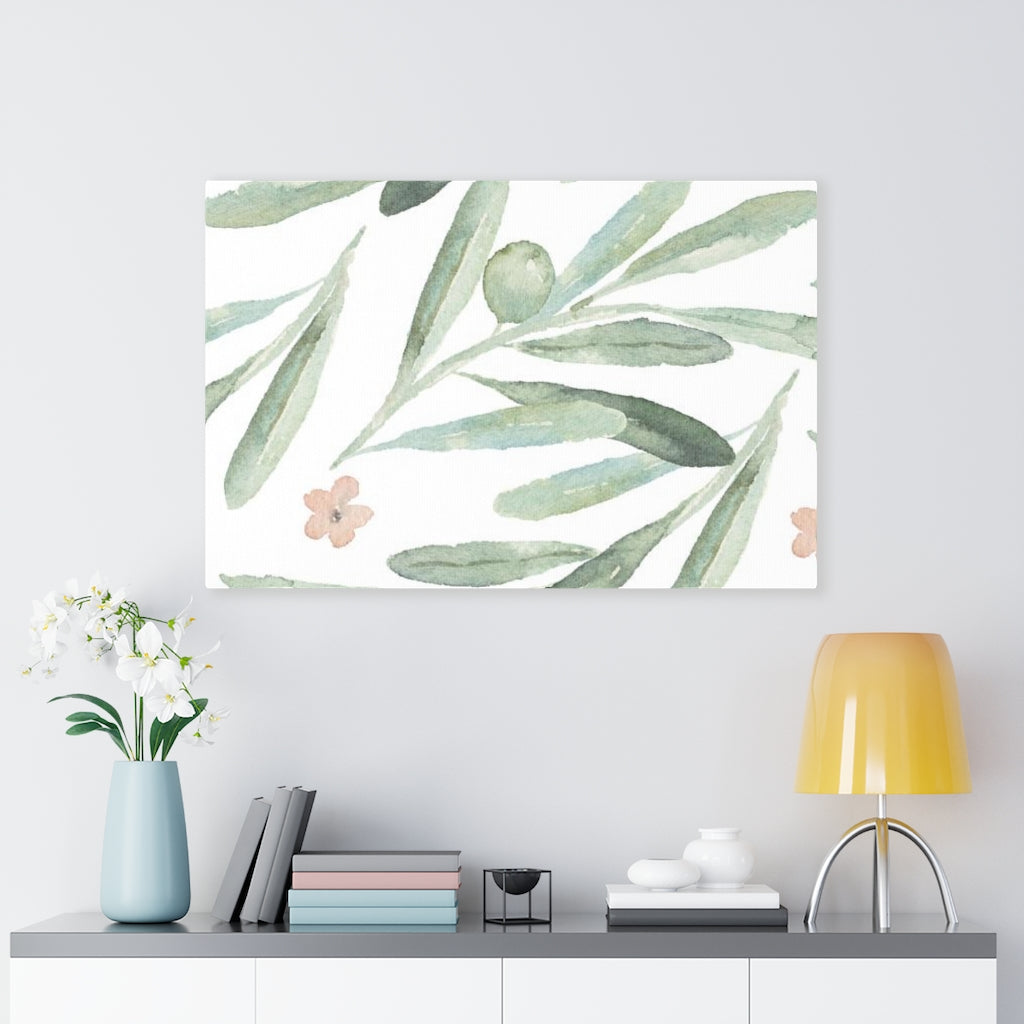 FLORAL WALL CANVAS ART | Green White Pink