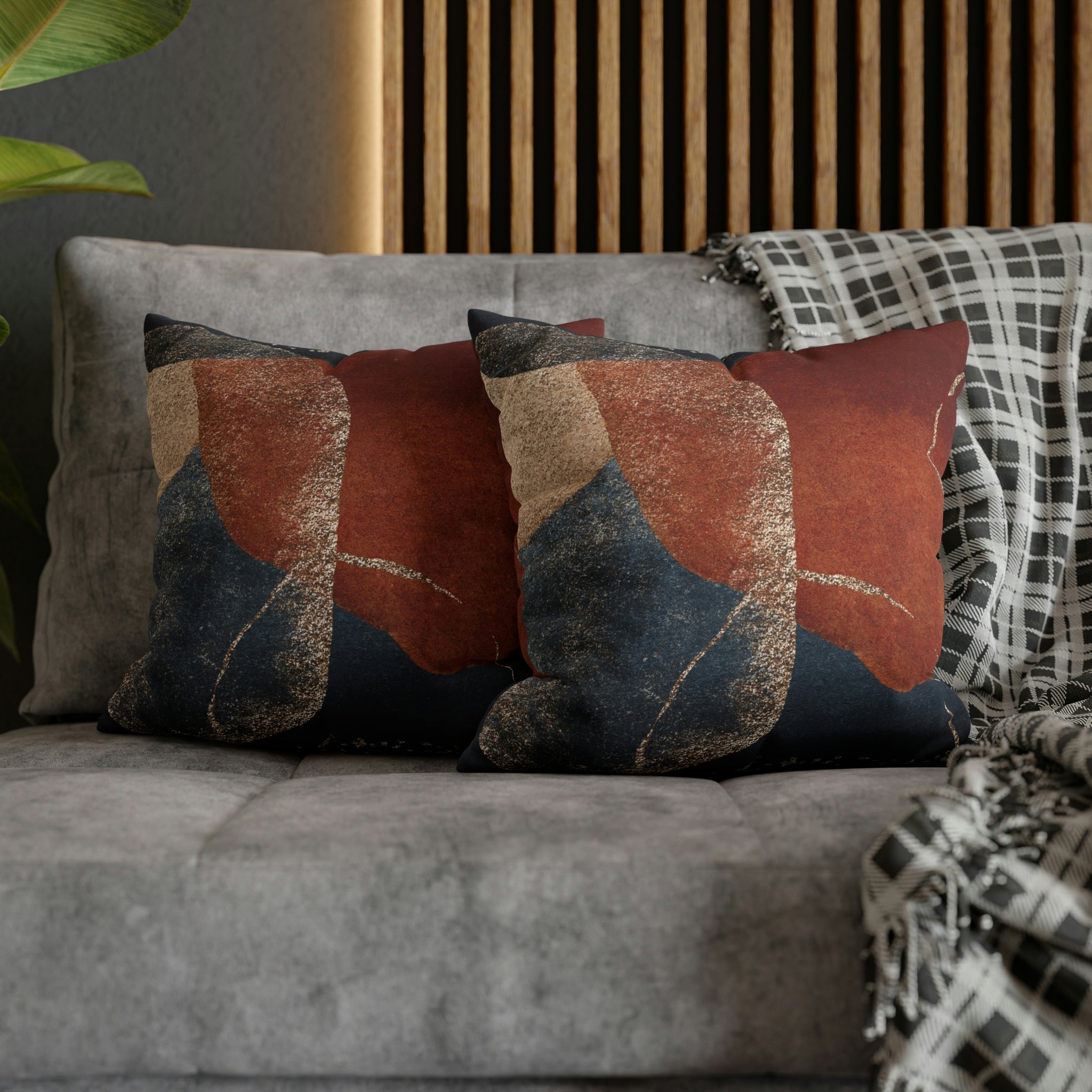 Abstract Boho Pillow Cover | Rustic Navy Gold