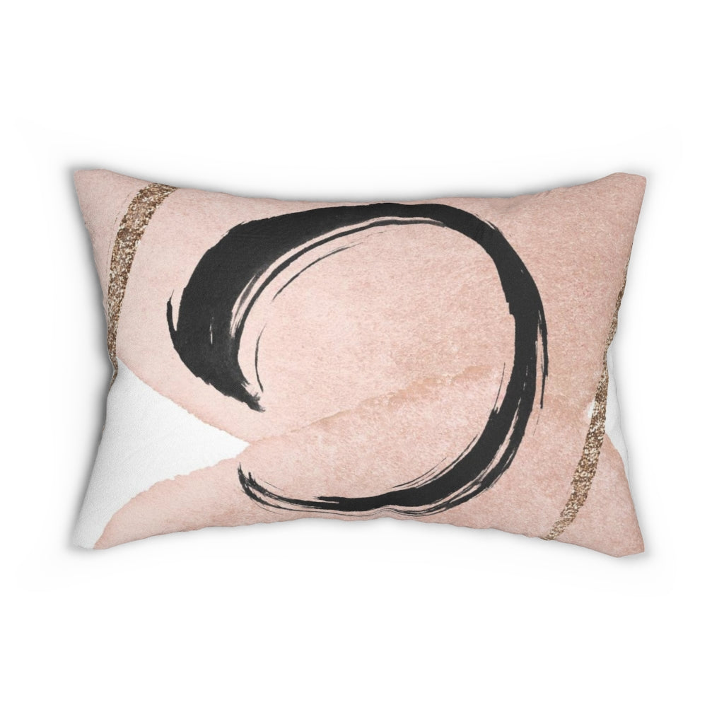 Abstract Boho Lumbar Pillow | Blush Pink | One Line Art