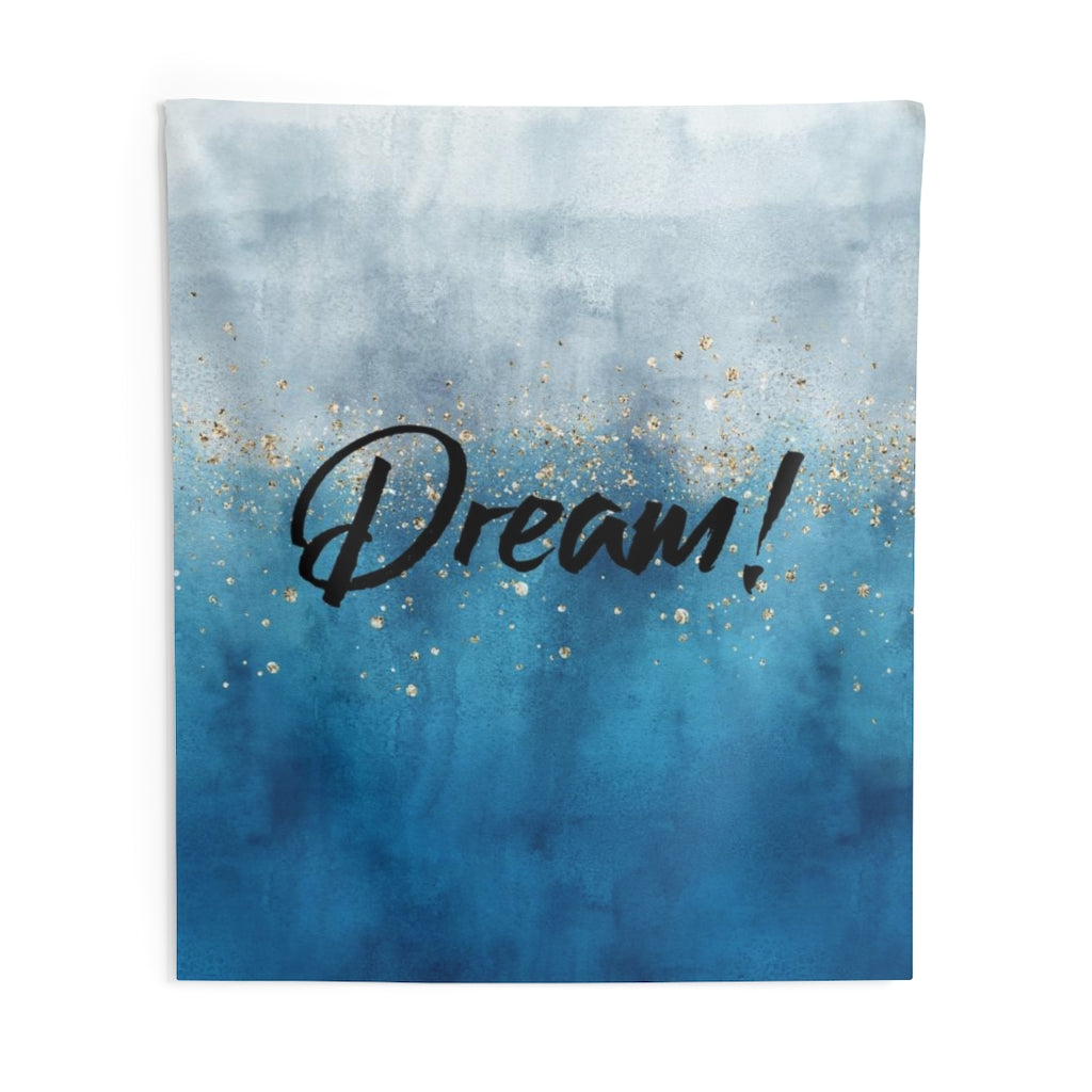 With Saying Tapestry | Navy Blue Grey Ombre | Dream