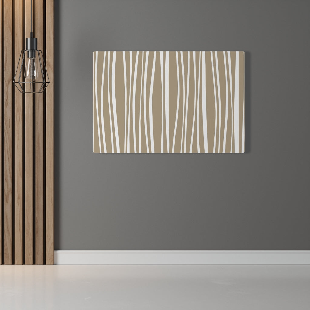 Abstract Canvas Art | Brown White Lines