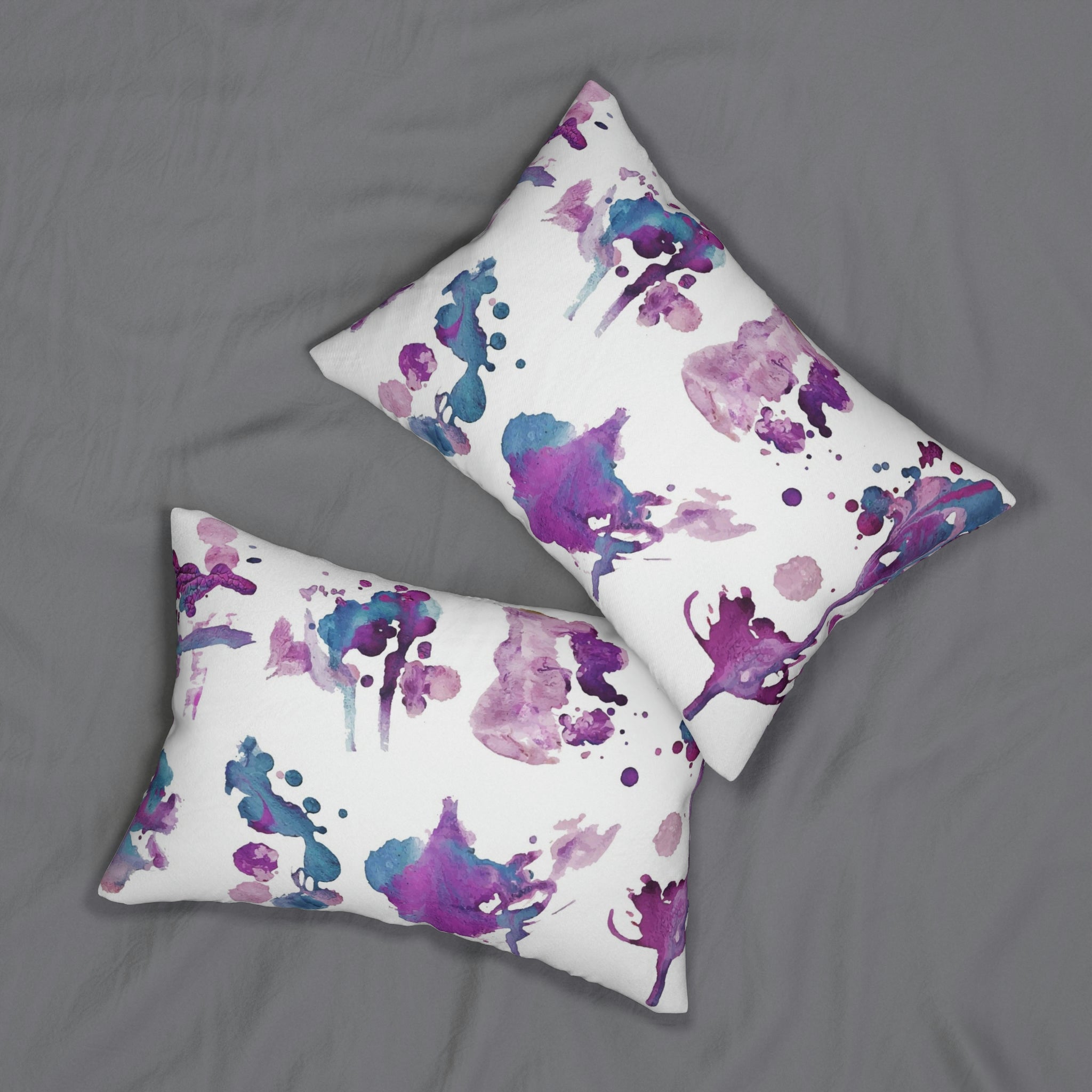 Abstract Purple Lumbar Pillow | Ink Splash