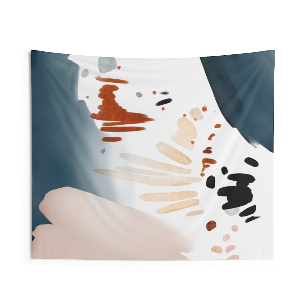 Abstract Tapestry | White Blush Pink Navy Blue Red