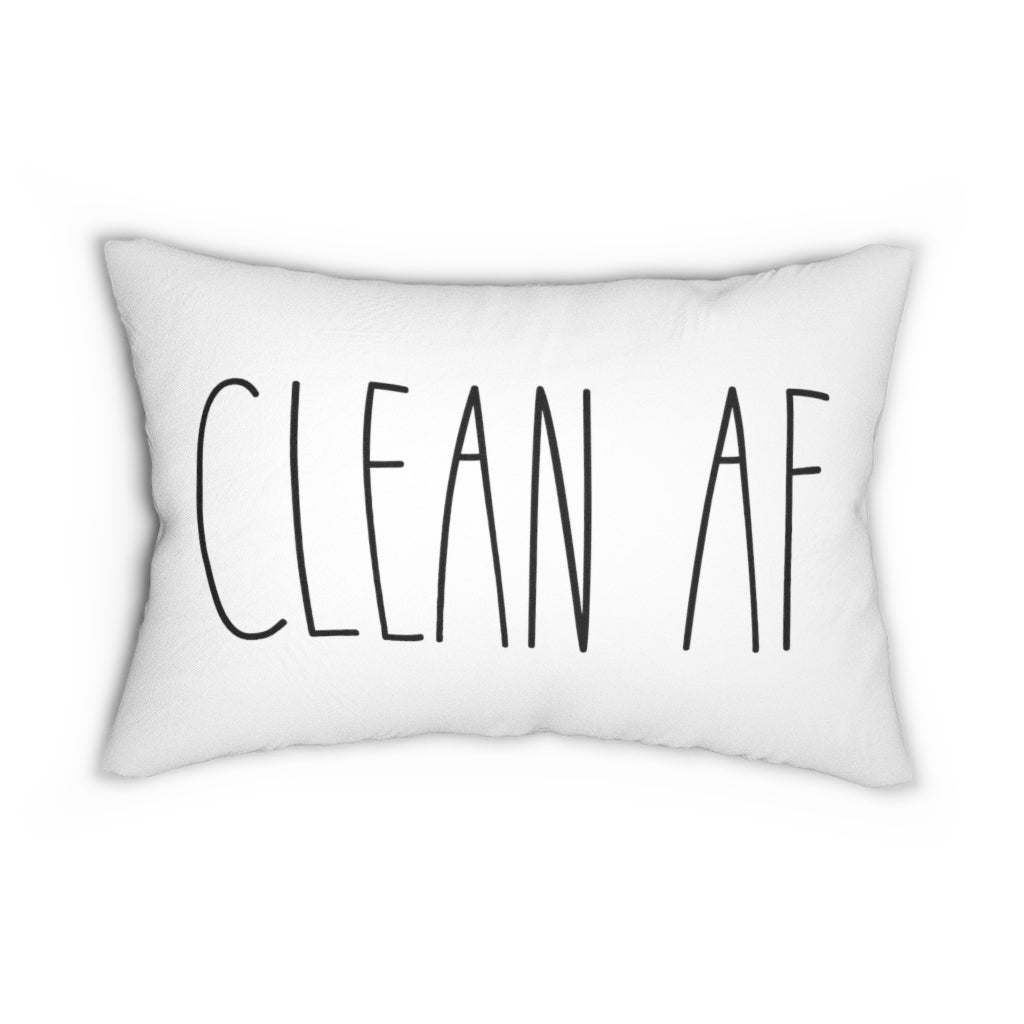 With Saying Lumbar Pillow | White | Clean AF