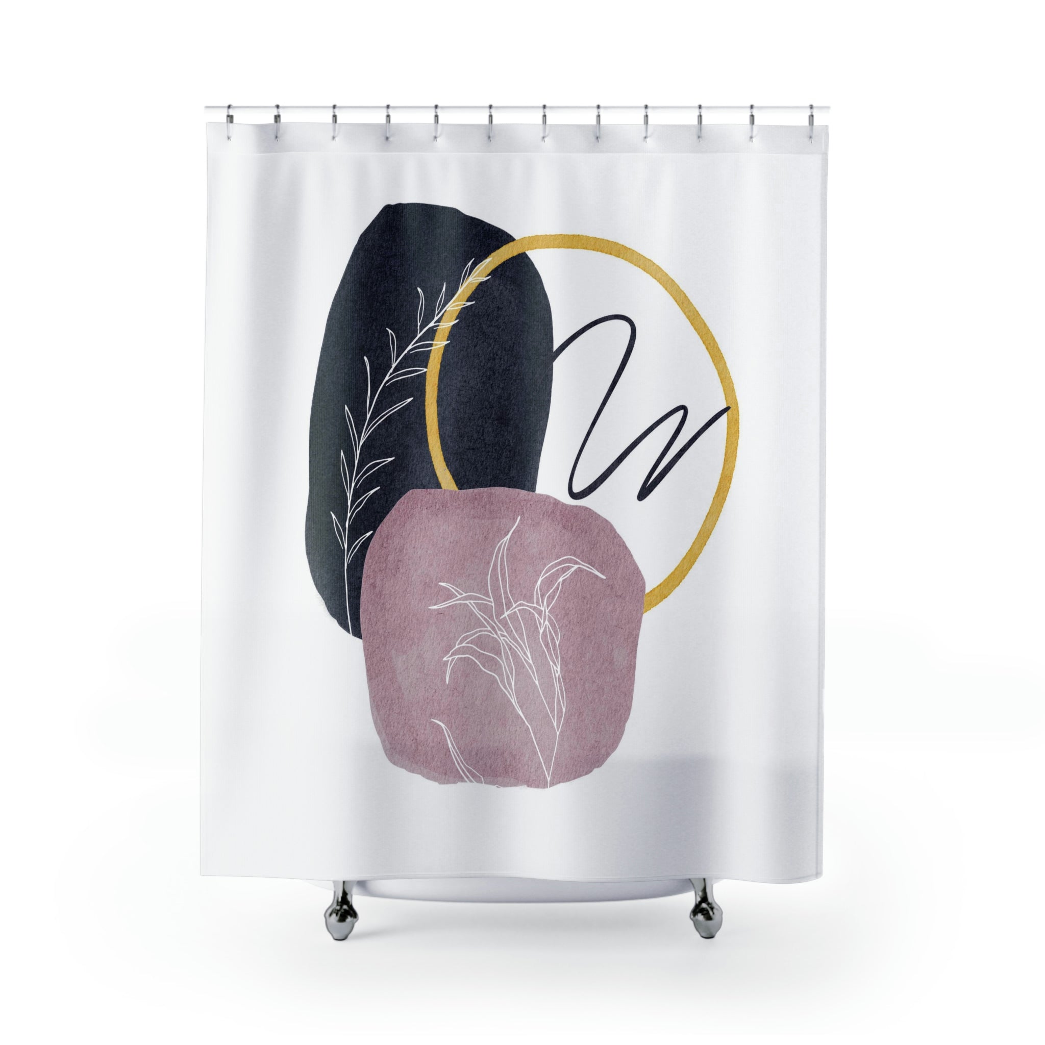 modern boho fabric shower curtain