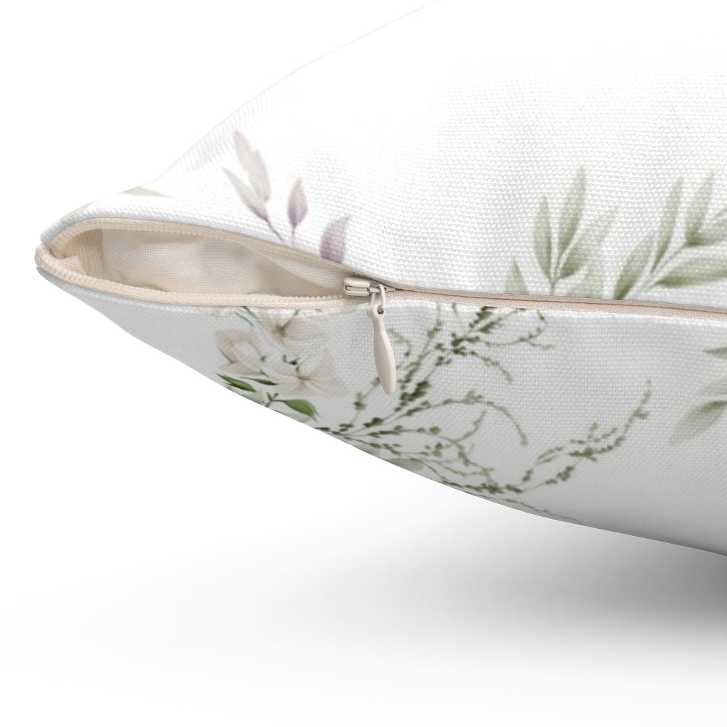 Floral Pillow Cover | White Green