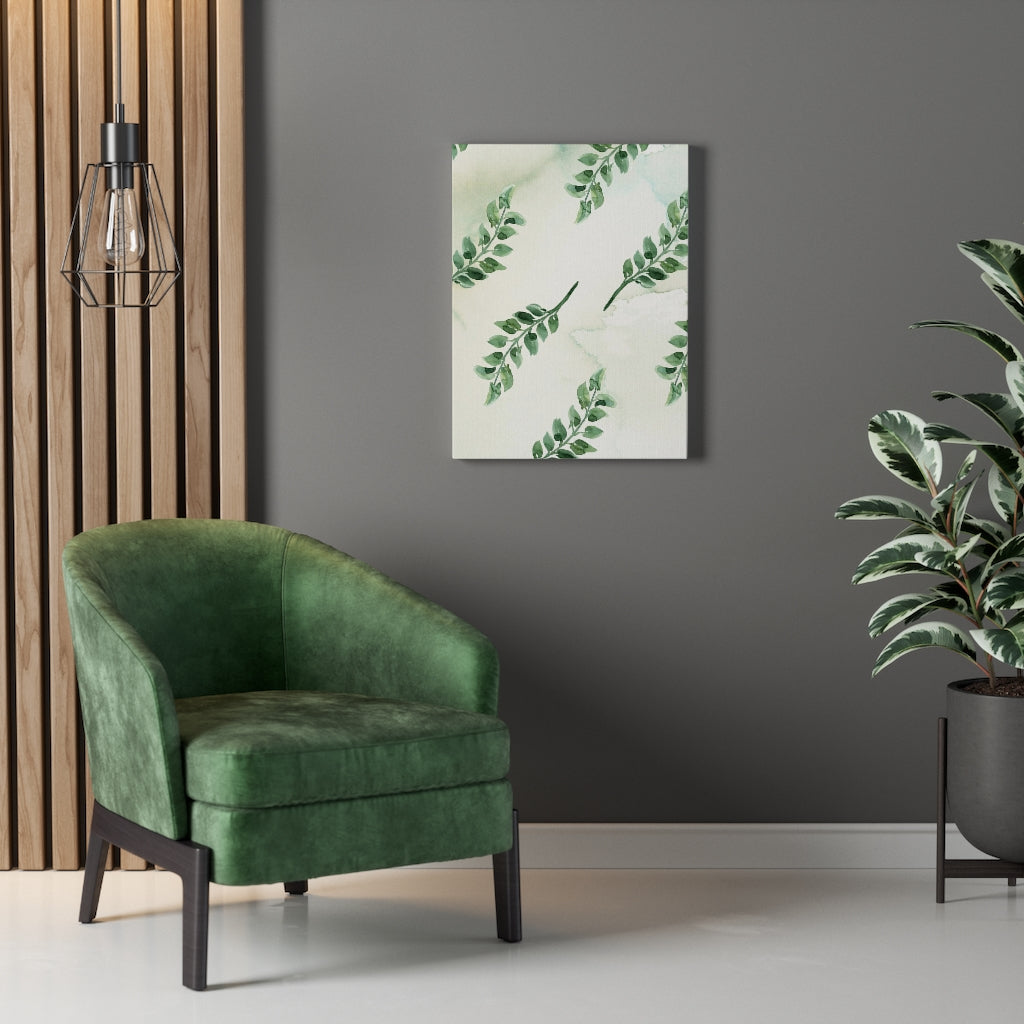FLORAL WALL CANVAS ART | White Green Leaves