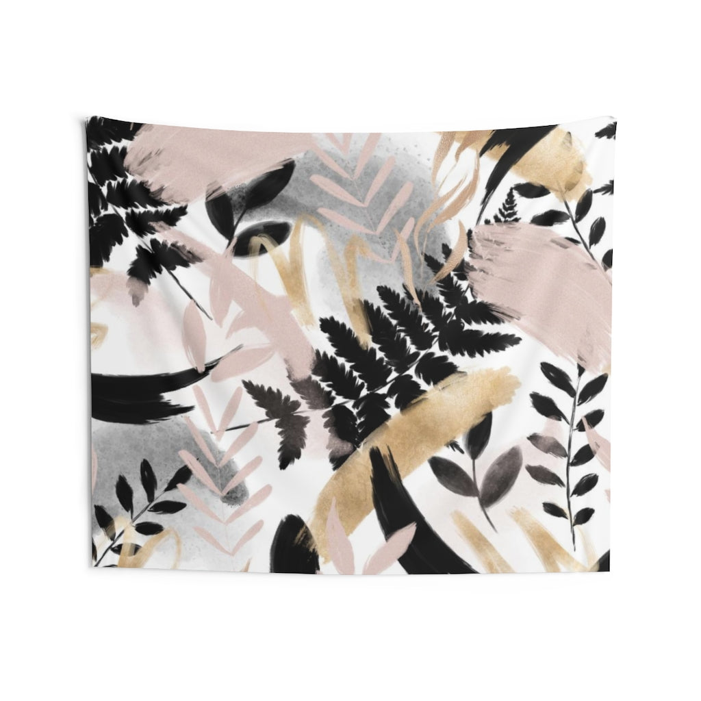 Floral Tapestry | White Blush Pink Black Gold