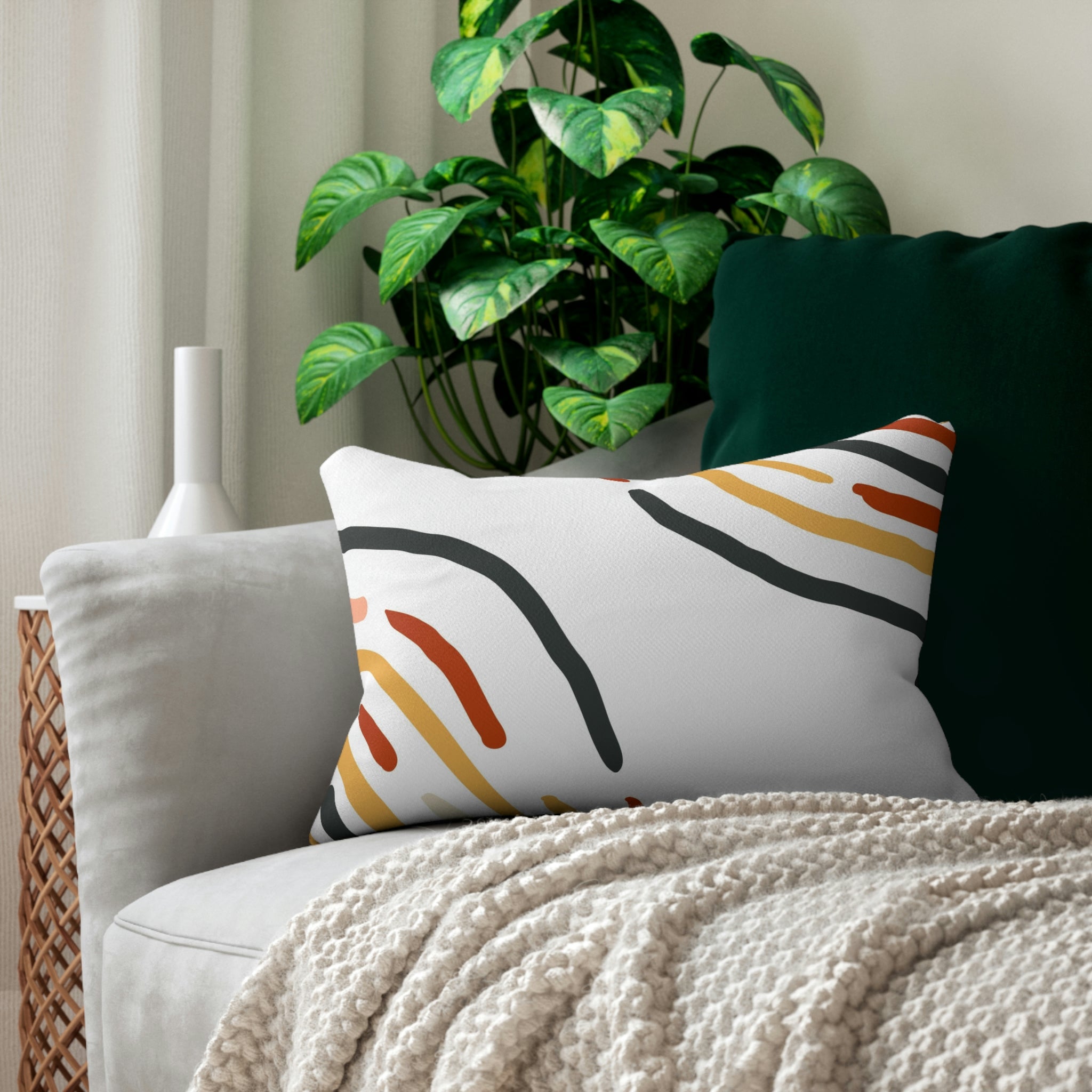 Minimalist Lumbar Pillow | Navy White Yellow Red