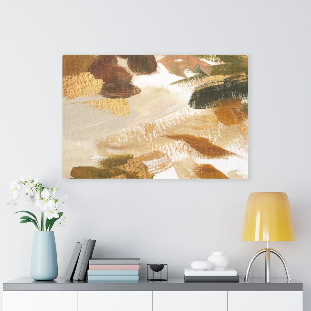 ABSTRACT WALL CANVAS ART | Brown White Beige Green