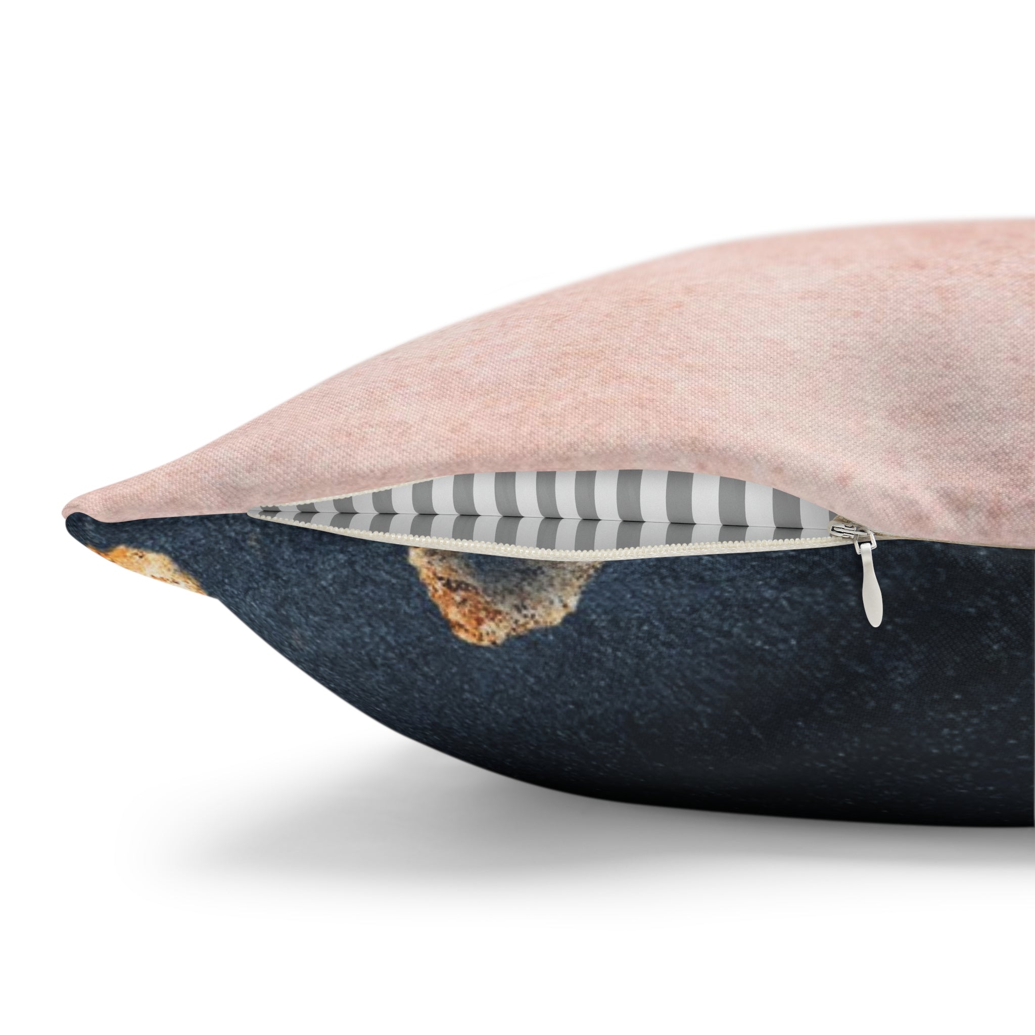 Boho Pillow Cover | Abstract Navy Blue, Blush Pink White