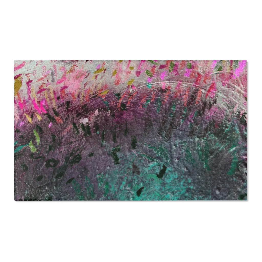Abstract Area Rug | Green Purple Burgundy Acrylic