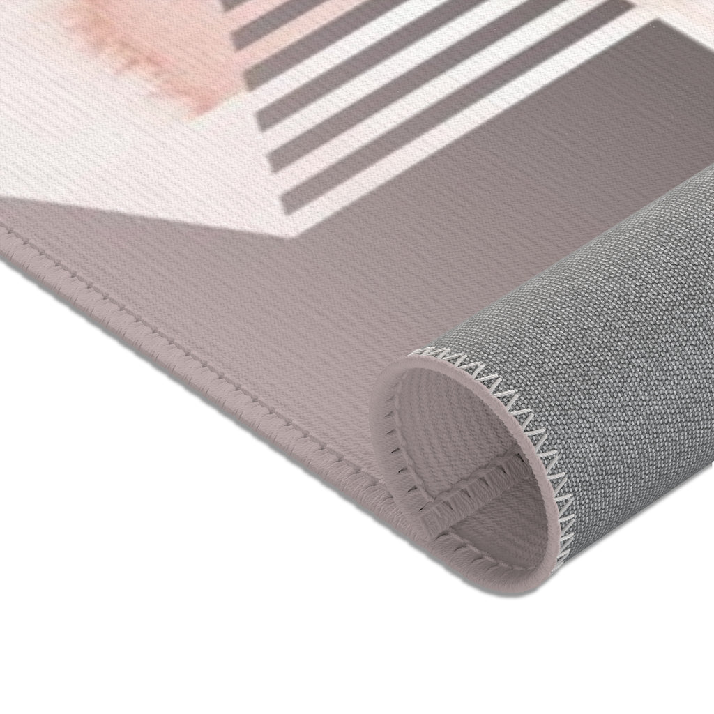 Geometric Area Rug | Black Blush Pink Shapes