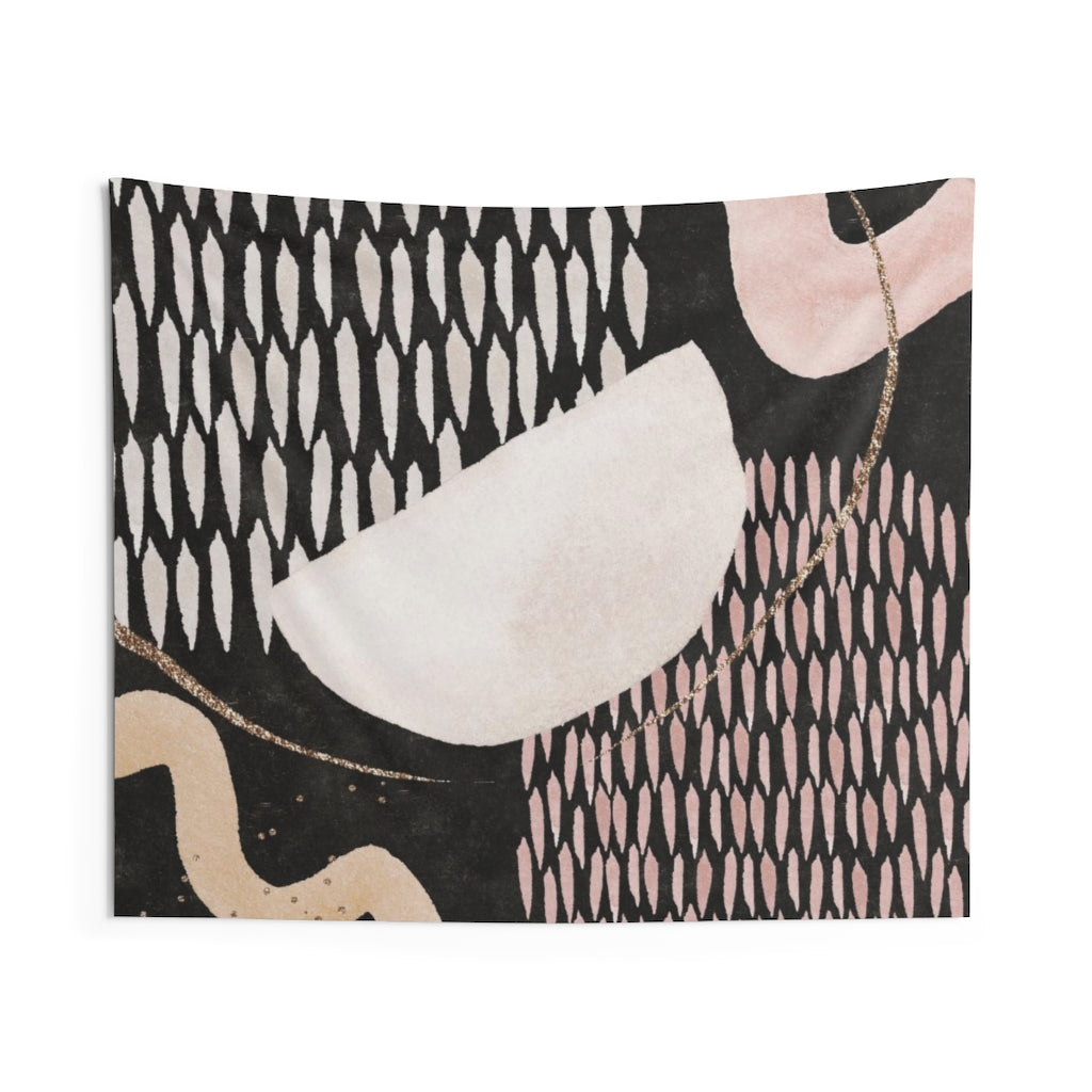 Abstract Tapestry | Pastel Pink Black Beige