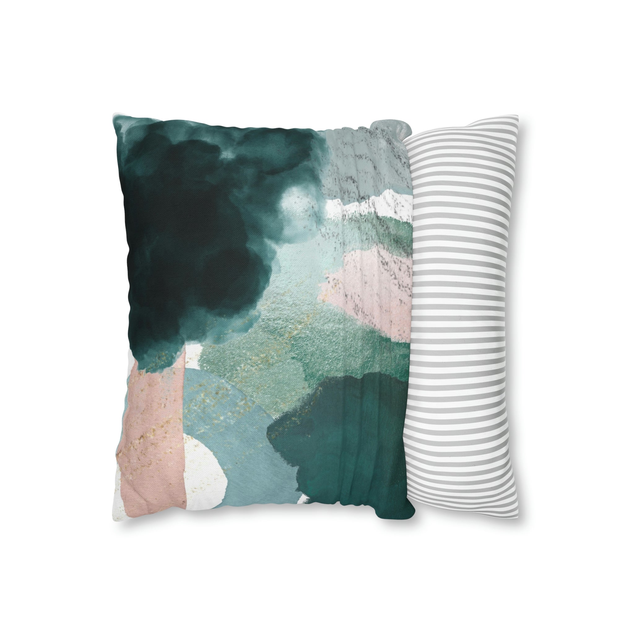 Abstract Boho Pillow Cover | Green Pink Cream