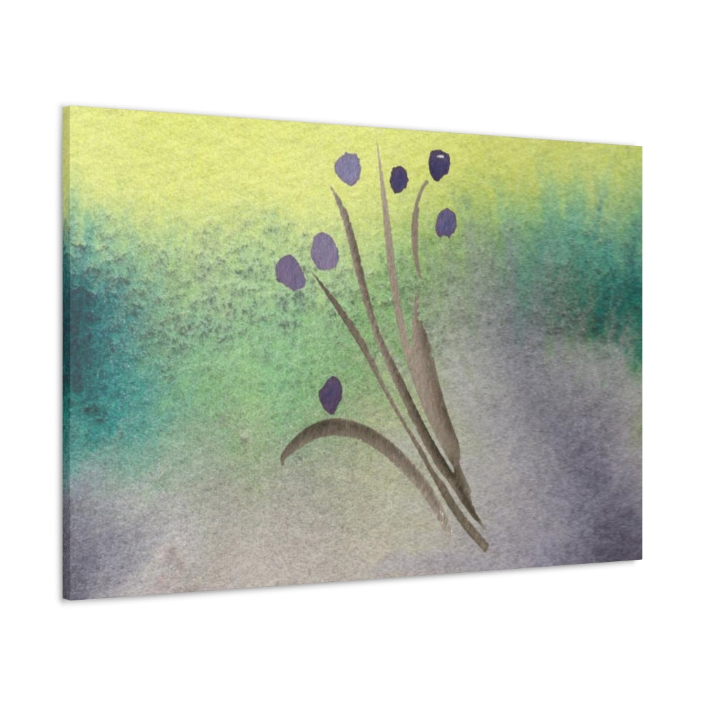 Abstract Canvas Wall Art | Yellow Green Purple