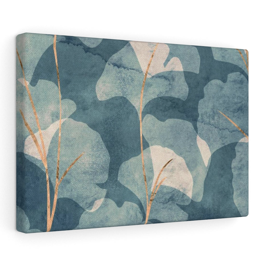 FLORAL WALL CANVAS ART | Blue Beige Ginko