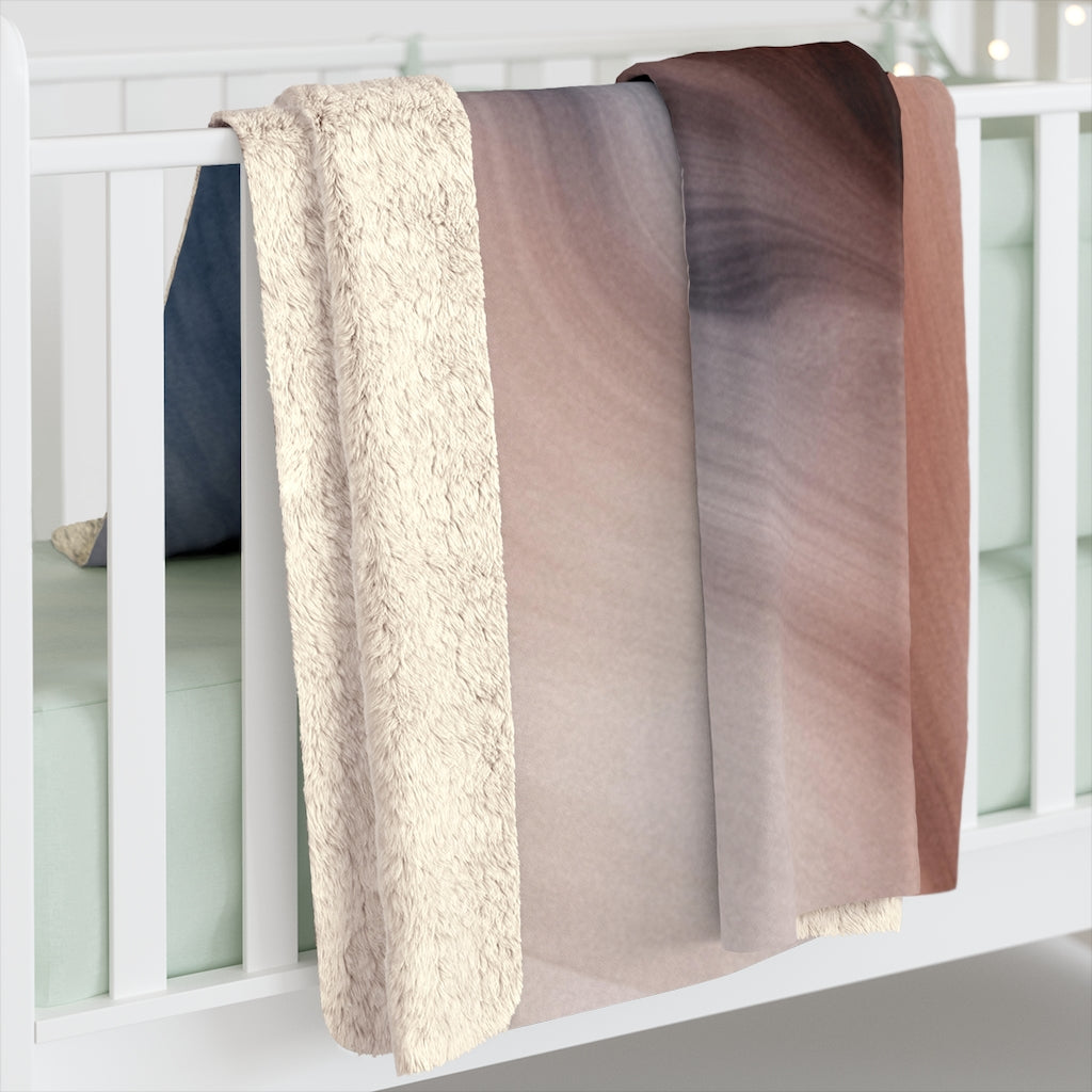 Abstract Navy Rust Brown, Sandy Beige, Ombre Blanket
