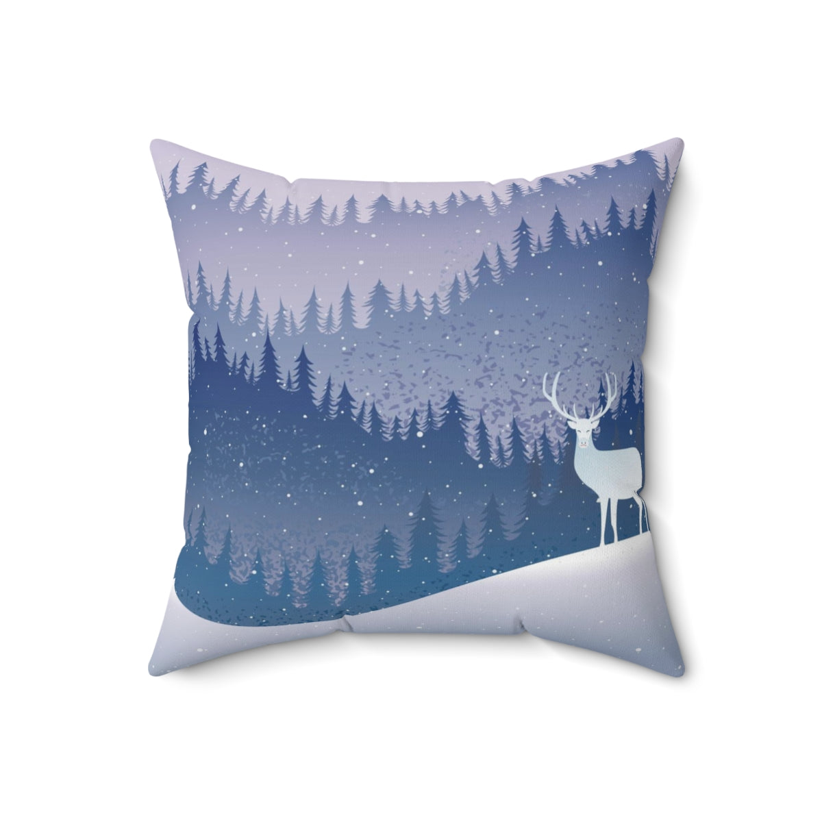 Scandi Nordic Boho Square Pillow Cover | Purple Pink Winter Landscape