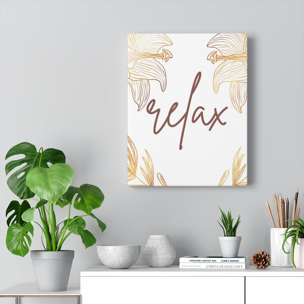 FLORAL WALL CANVAS ART | With Saying | White Beige Leaves
