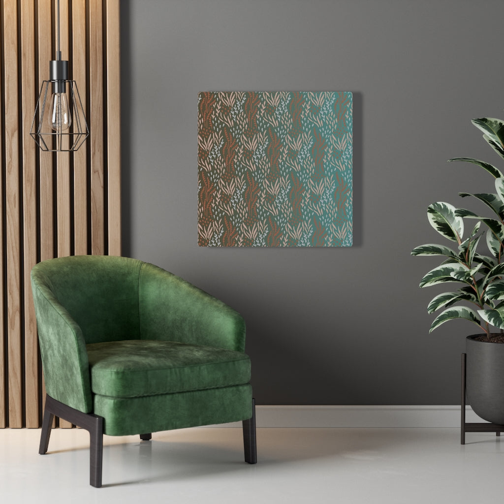 FLORAL CANVAS ART | Teal Brown Rust