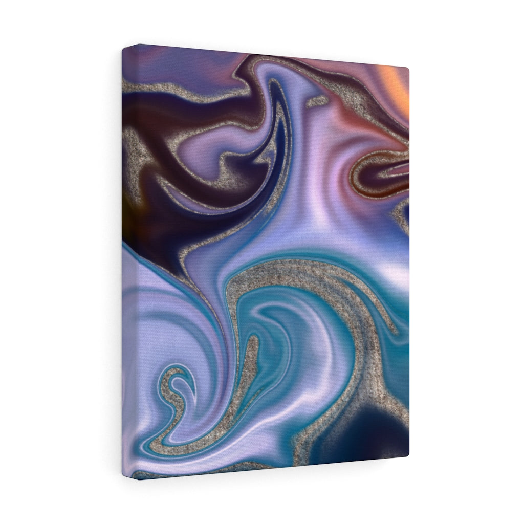 ABSTRACT WALL CANVAS ART | Purple Blue Silver