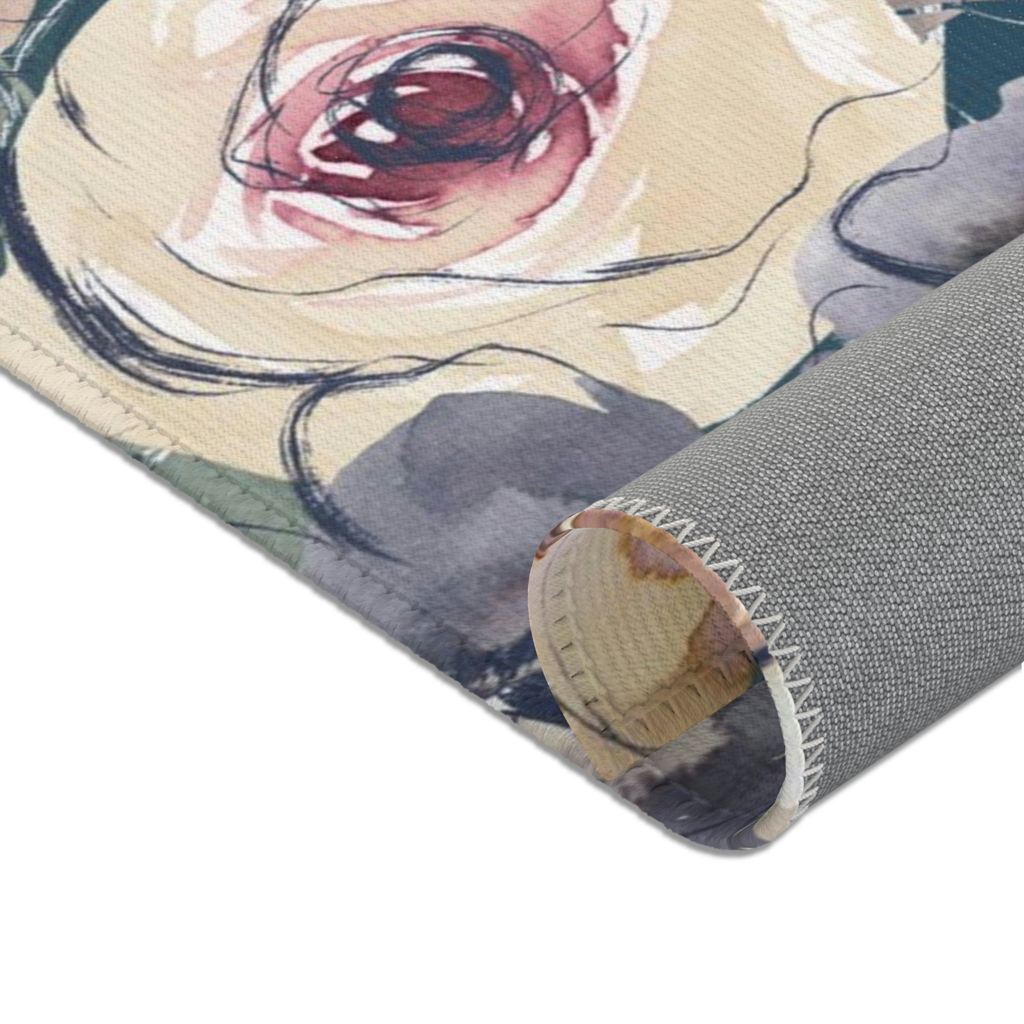 Floral Area Rug | Earthy Beige Navy