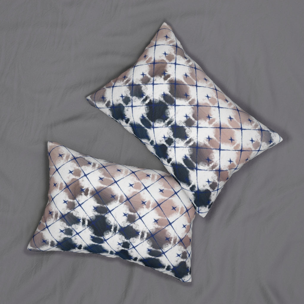 Abstract Boho Lumbar Pillow | Blush Pink White Blue