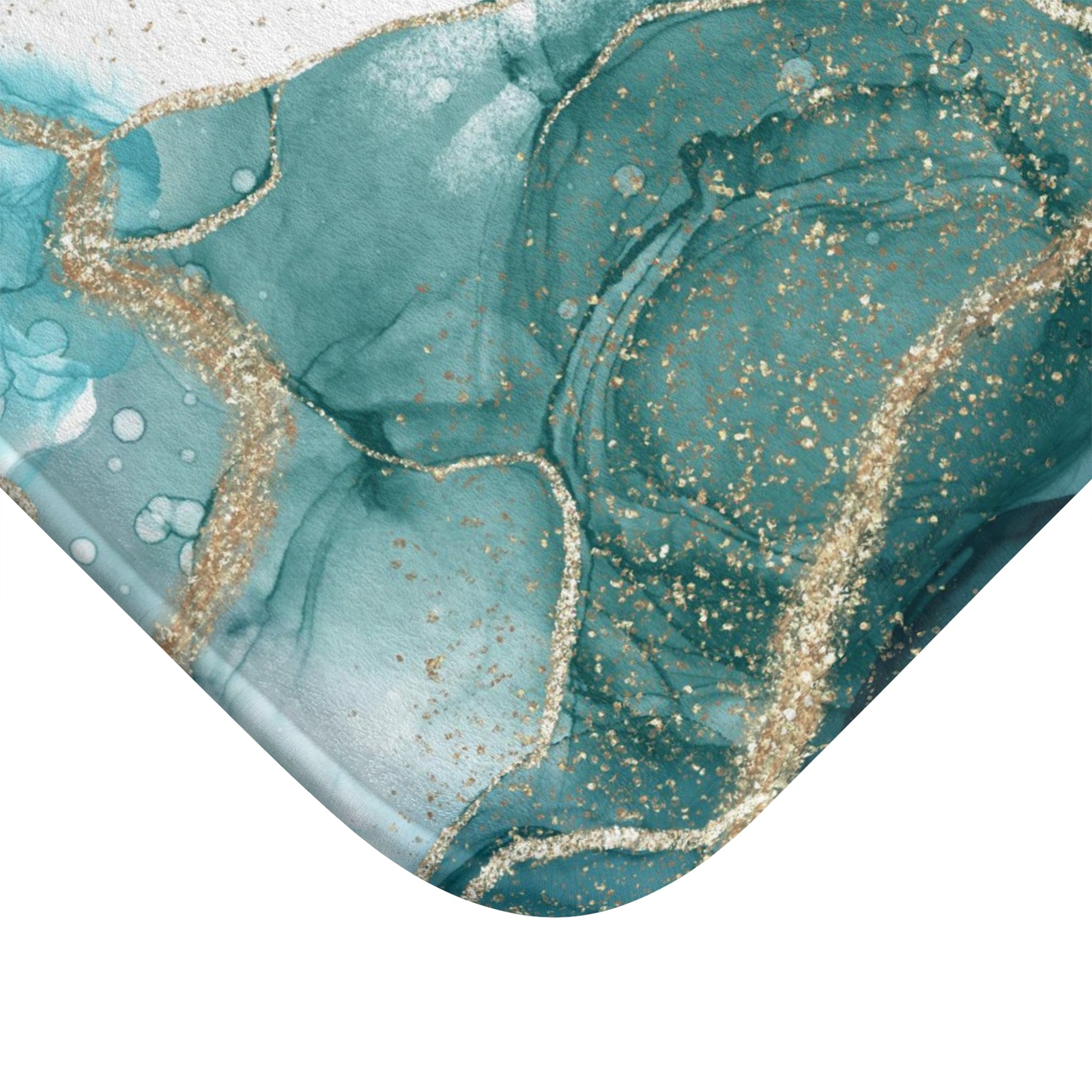 Liquid Ink Bath Mat | Teal Non Foil Gold