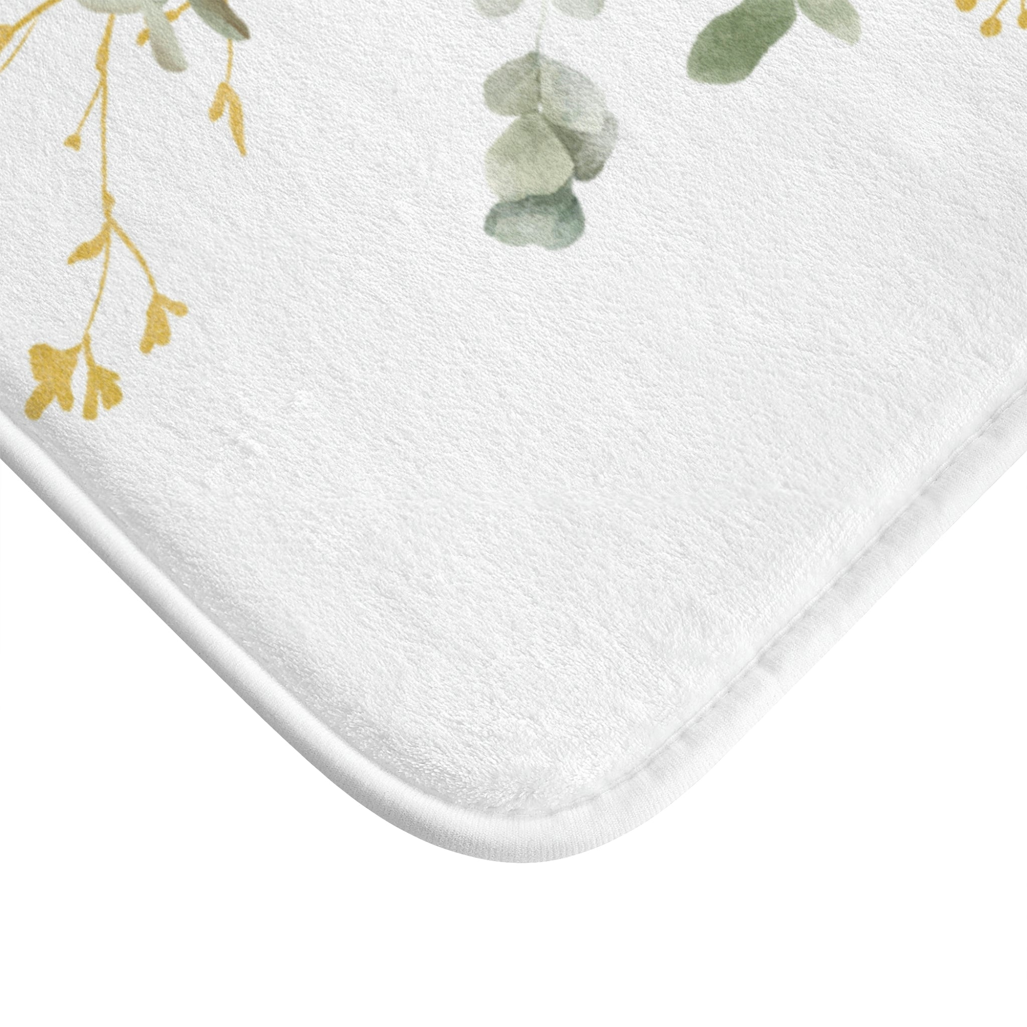Eucalyptus Bath Mat | Sage Green Floral, White