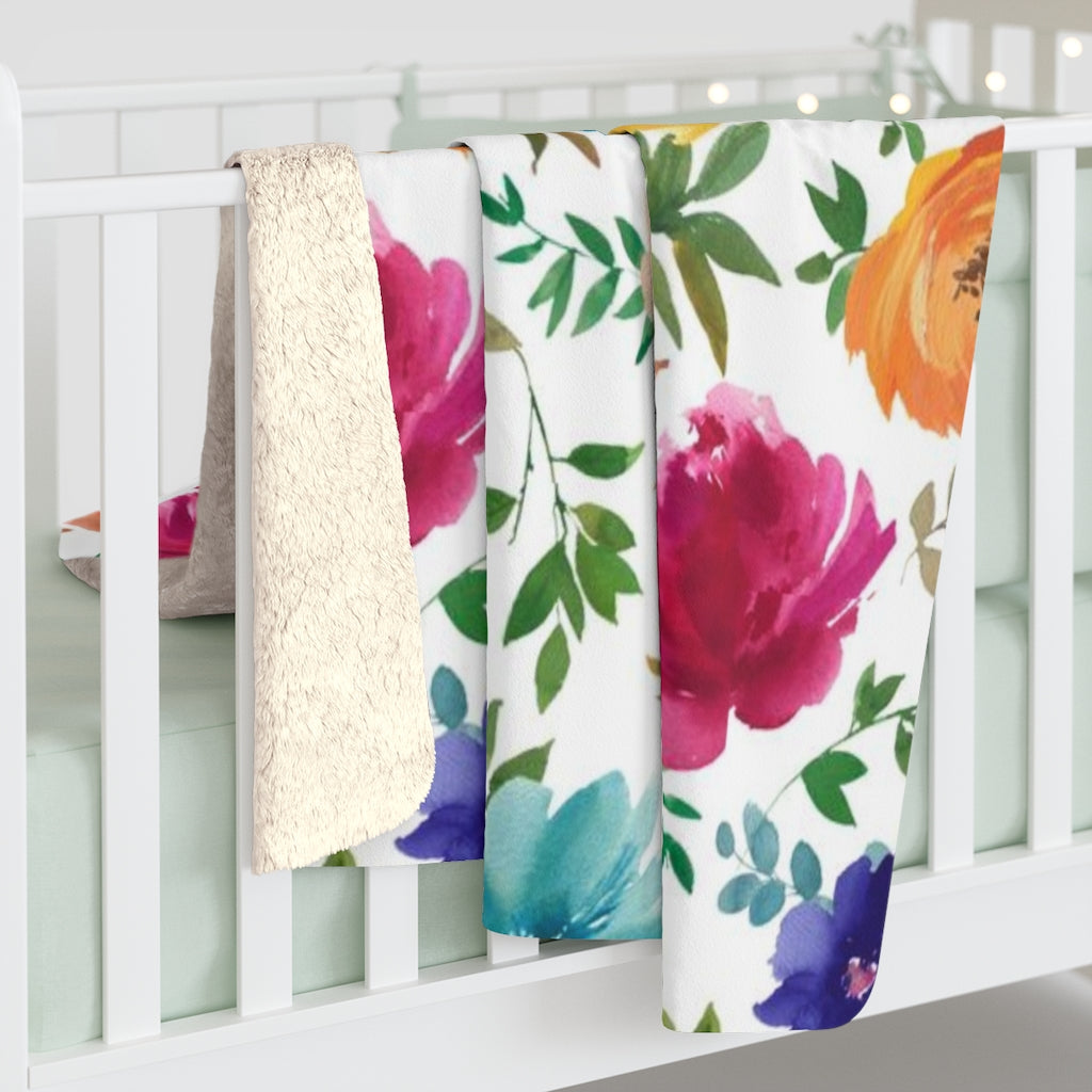 Floral Boho Comfy Blanket | Purple Pink Teal
