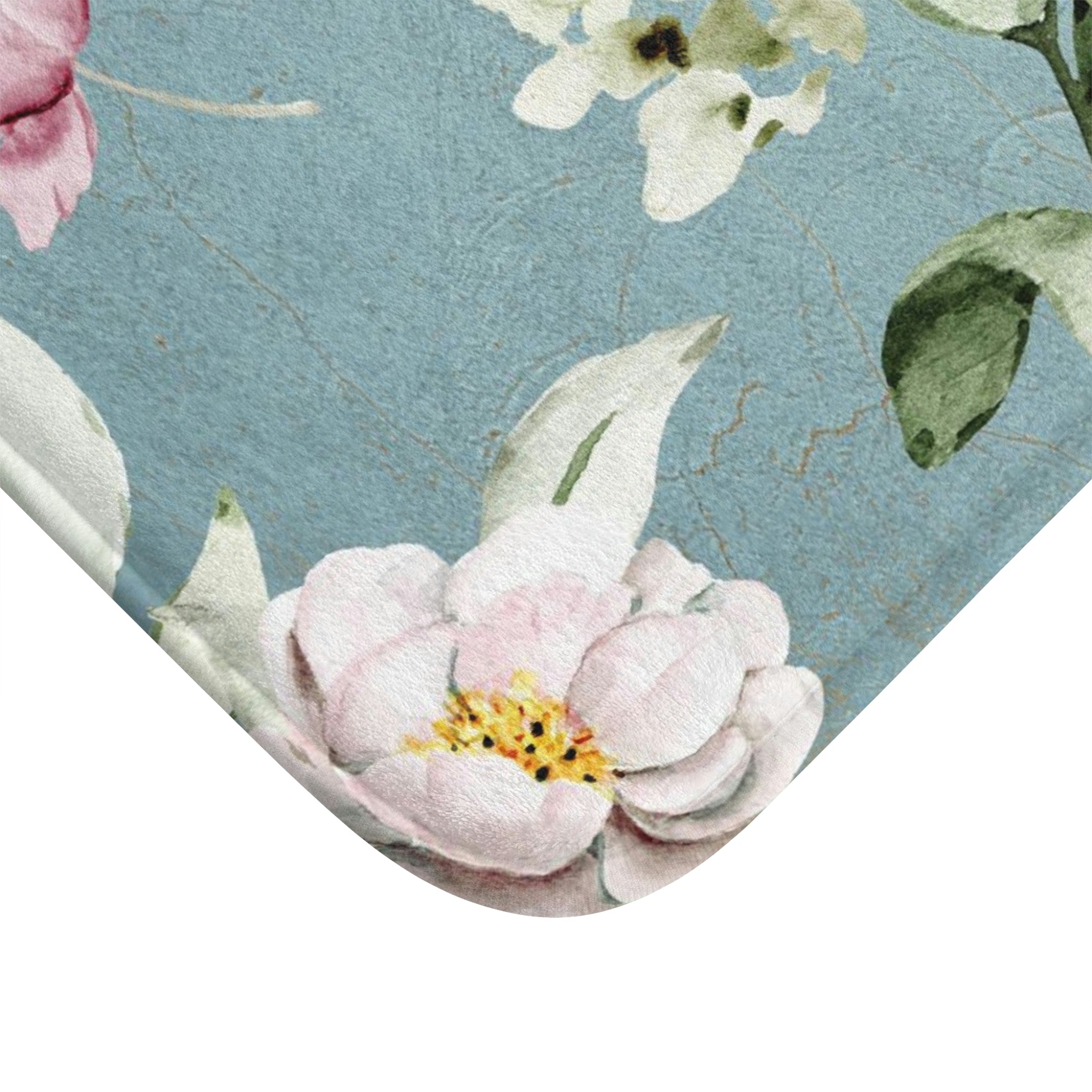 Boho Bath, Kitchen Mat | Blue Pink Peonies