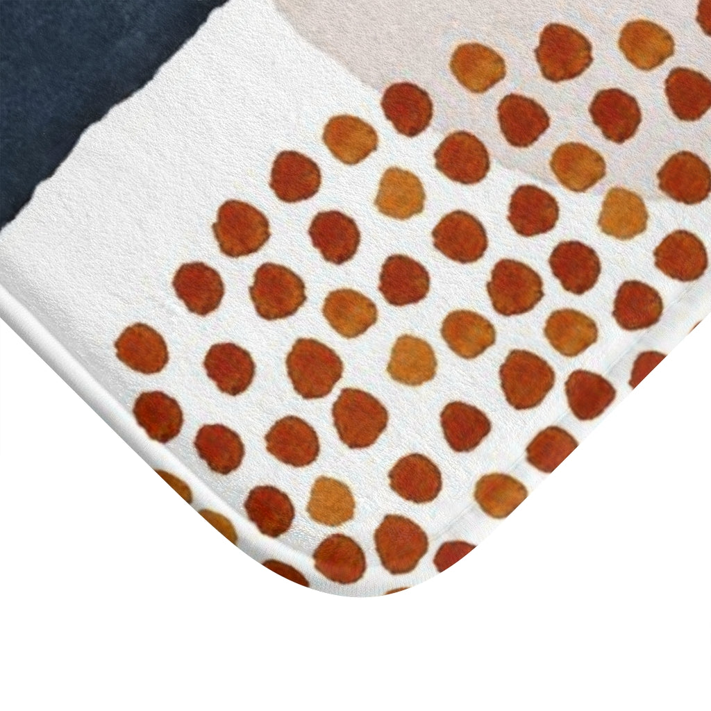 Abstract Boho Bath Mat | Blush Pink Navy Blue Cream