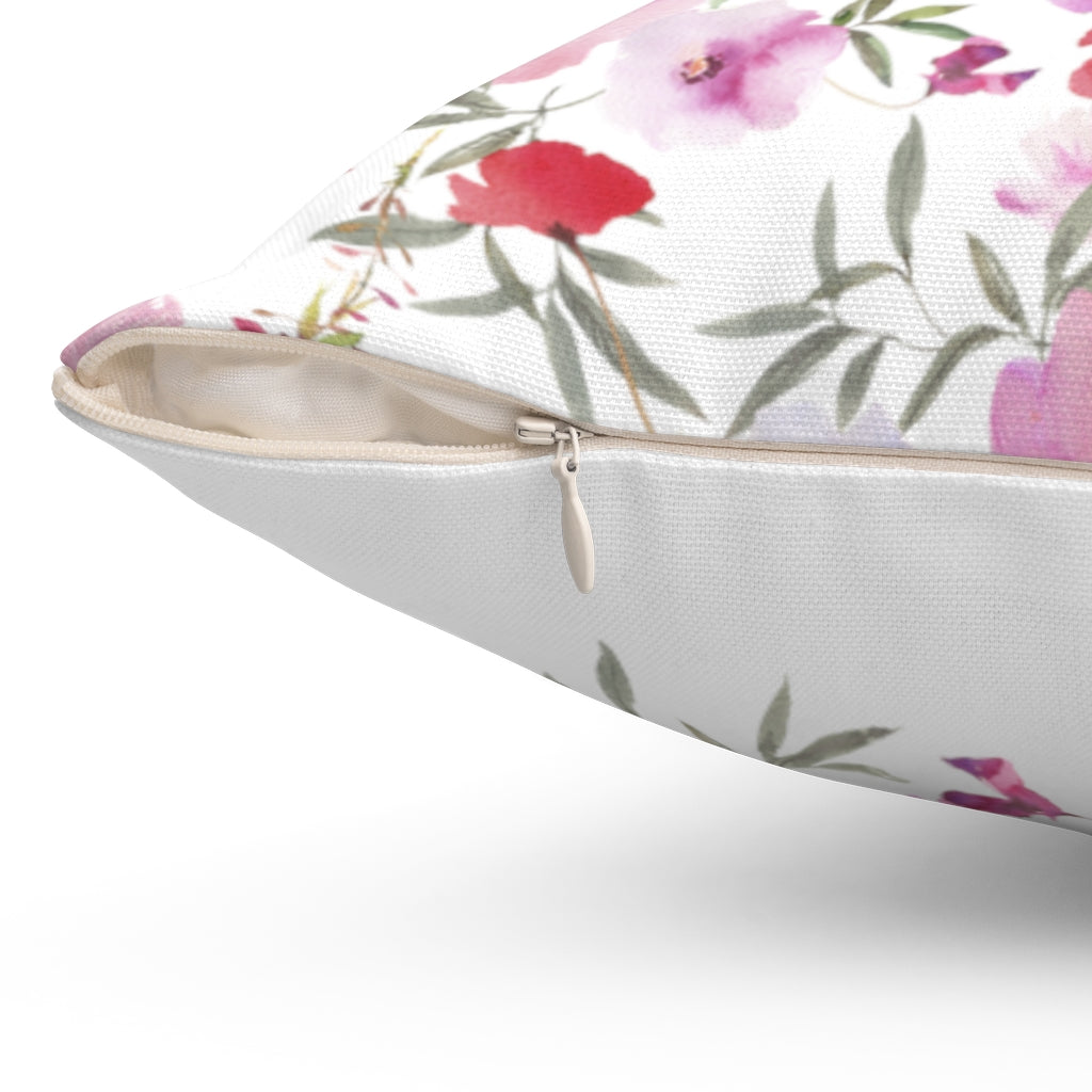 Floral Boho Pillow Cover | White Scarlet Red Pink Sage Green