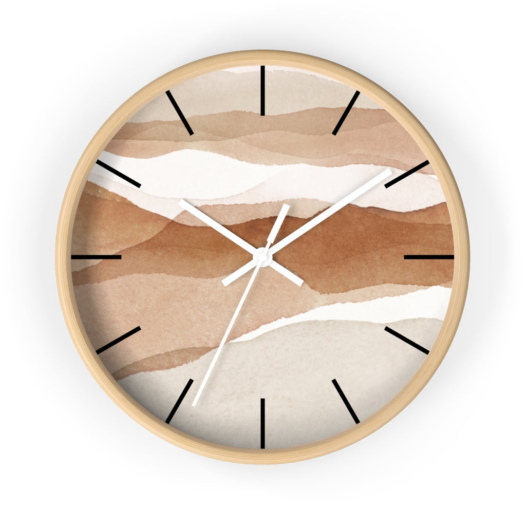 Wood, Wall Clock, Beige Brown 10"