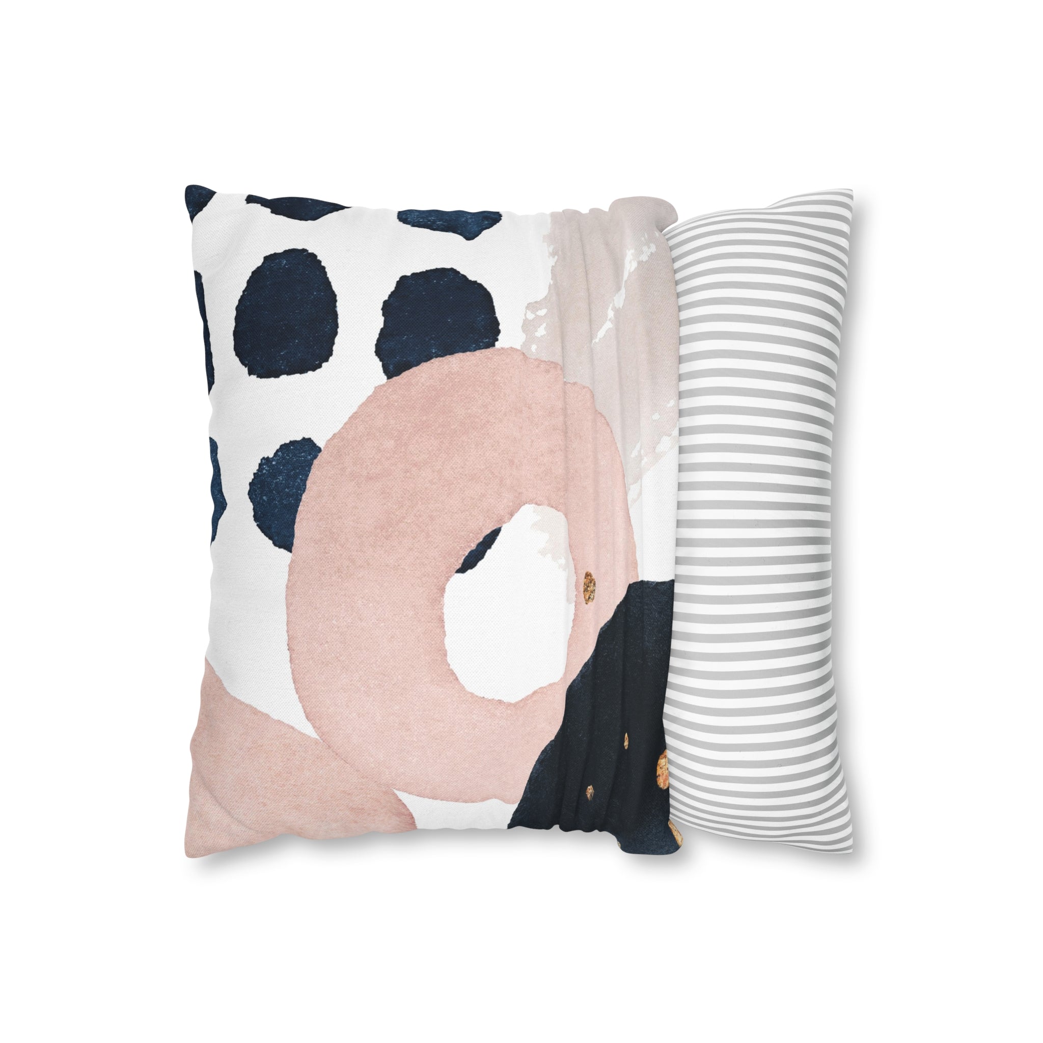 Boho Pillow Cover | Abstract Navy Blue, Blush Pink White