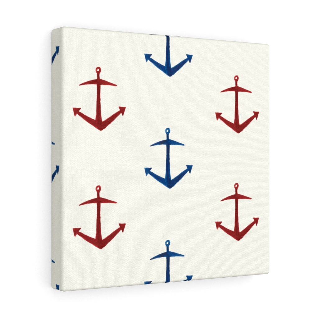 CANVAS ART | White Red Blue Nautical Anchor