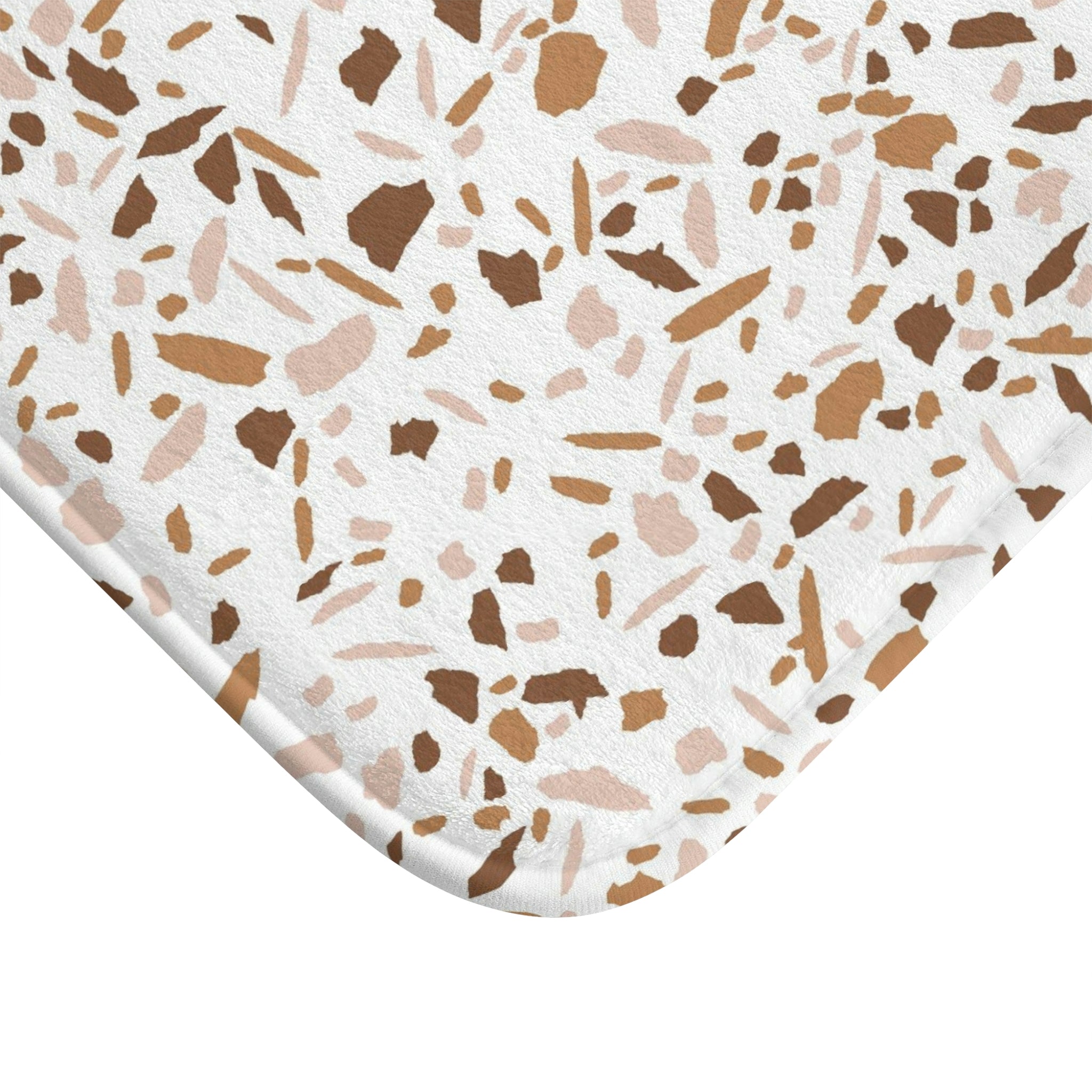 Boho Abstract Bath, Kitchen Mat | Terracotta White Beige