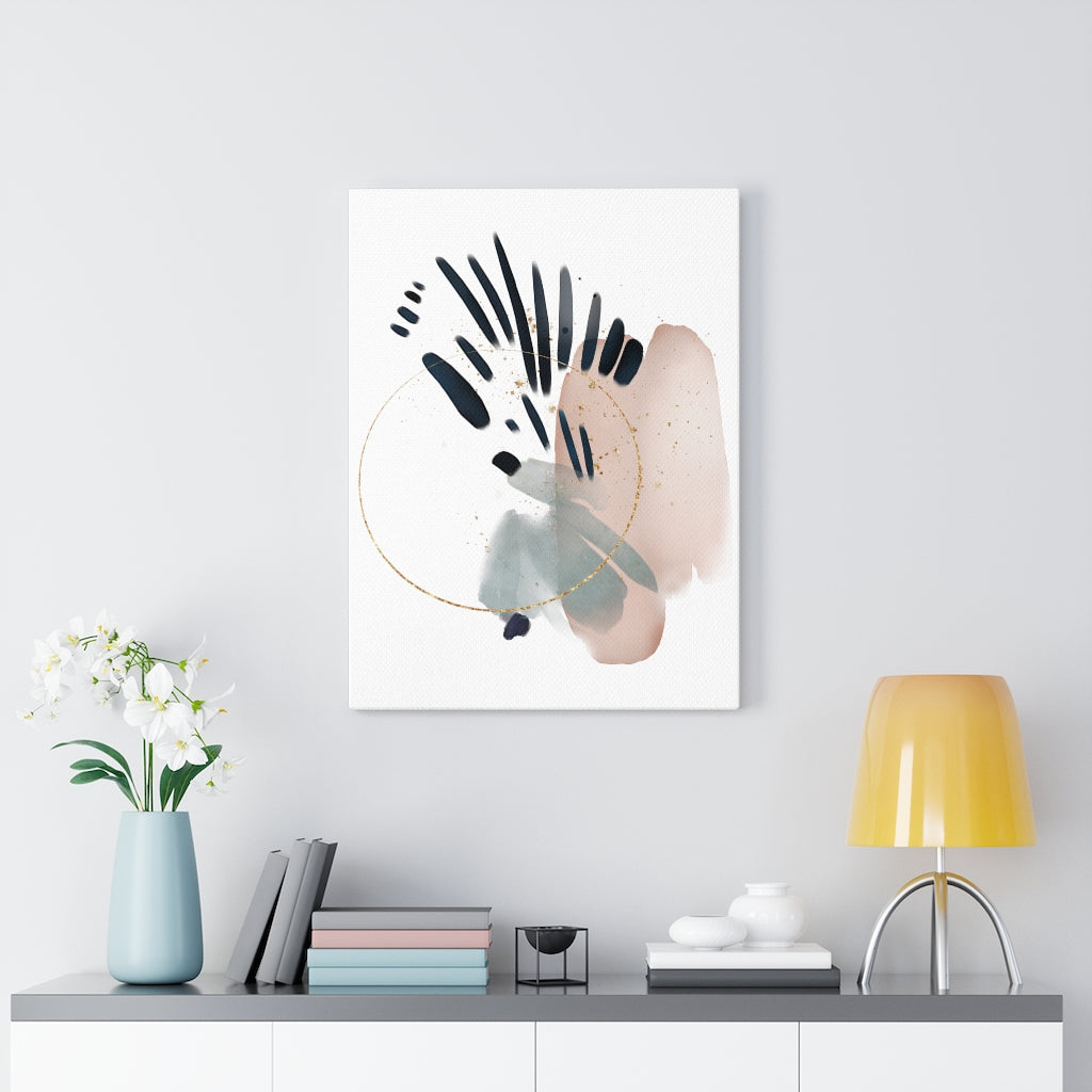 Abstract Canvas Art | White Navy Blue Grey Blush Pink