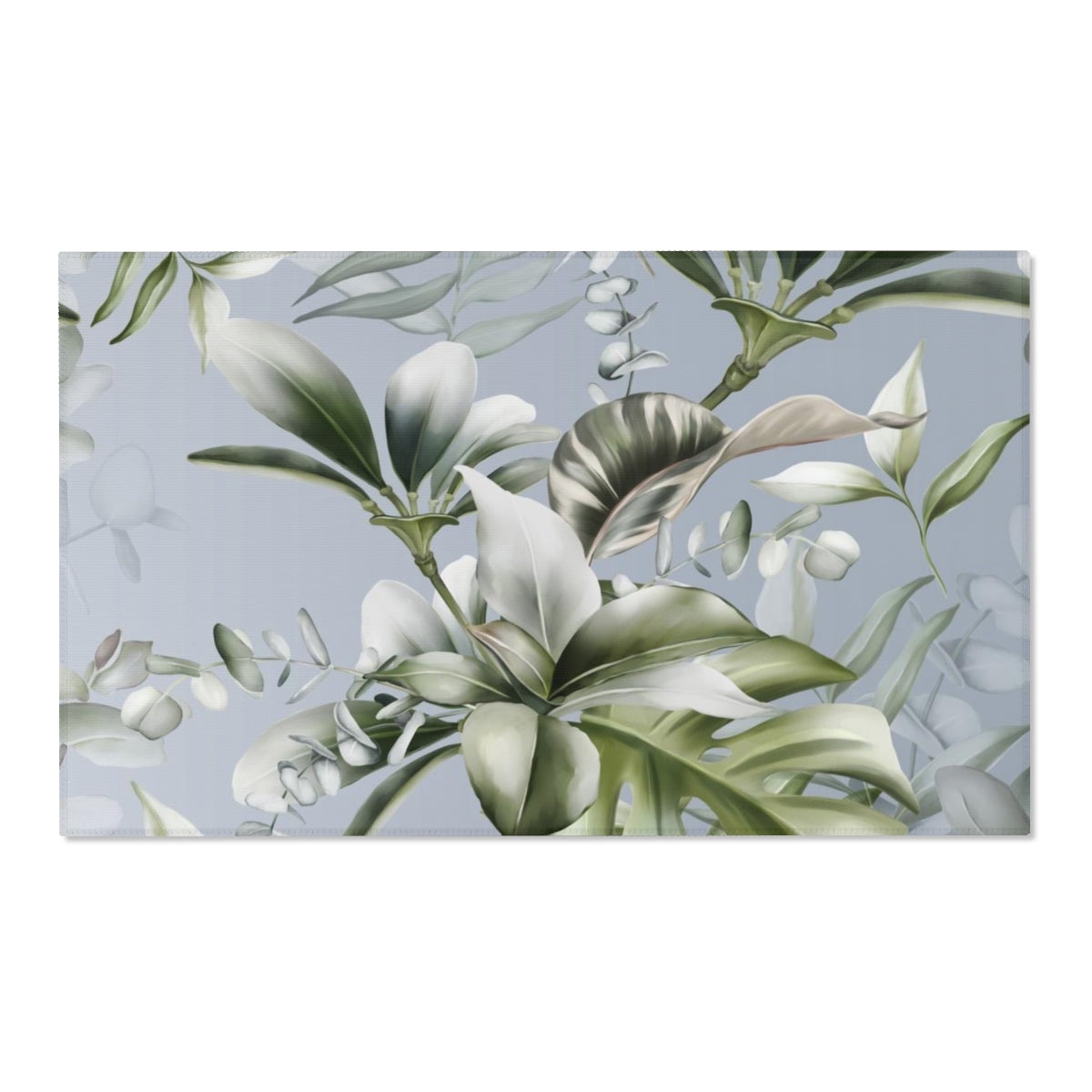 Floral Area Rug | Gray Green Jungle Leaves