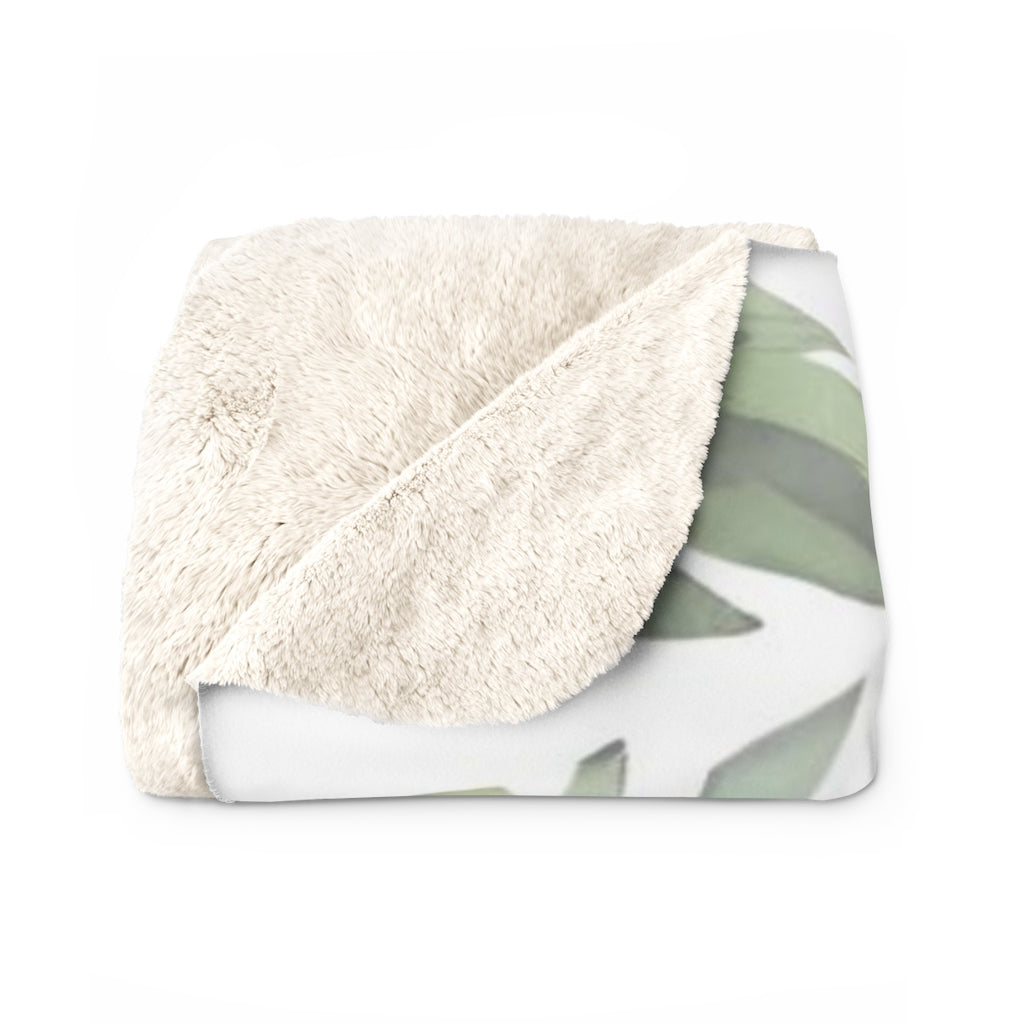 Floral Comfy Blanket | Green Tropical Leaves