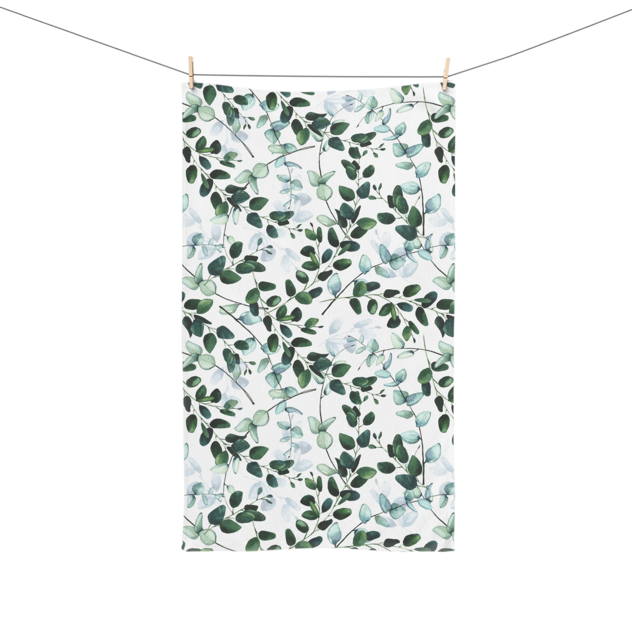 Floral Boho Kitchen, Bath Hand Towel | Forest Sage Green White