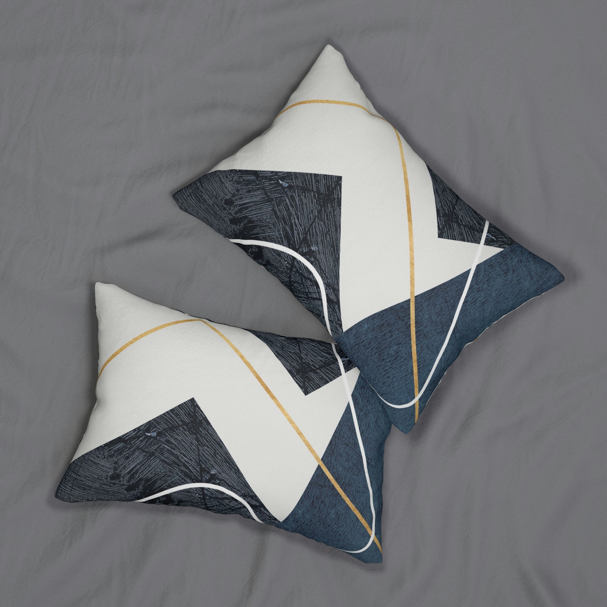 Boho Lumbar Pillow | Earthy Navy Abstract