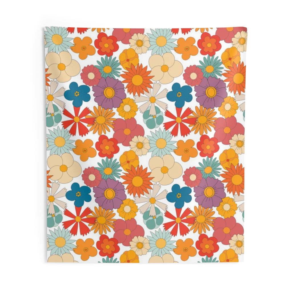Floral Tapestry | Orange Red Green Beige